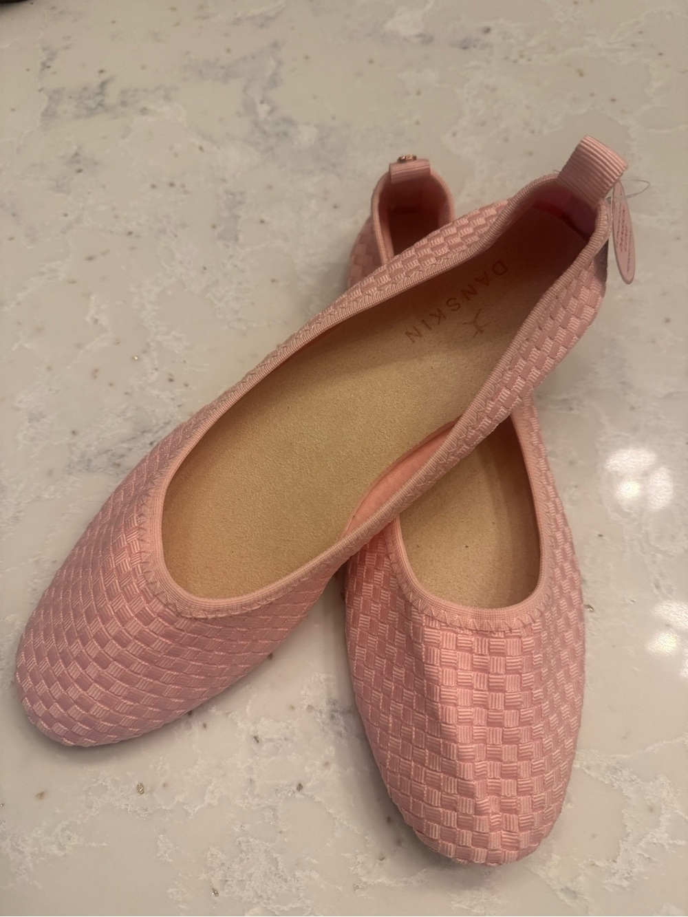 Danskin Balletcore Woven Textured Slip-On Flats Blush Pink NWT